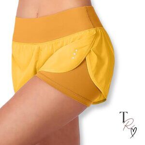 Soothefeel NWT 2-in-1 Athletic Running Shorts Phone Pocket Yellow Size Large